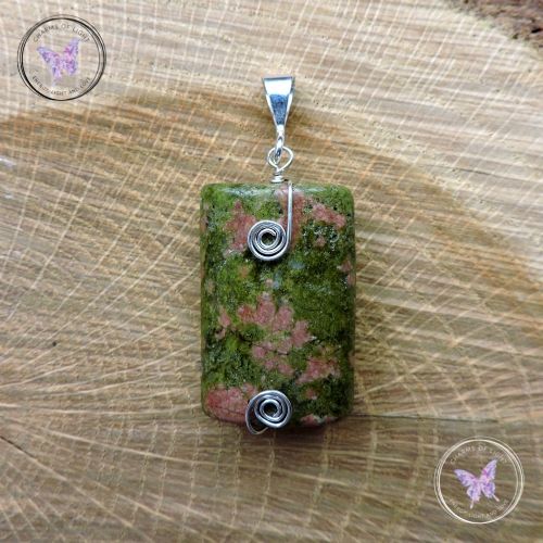 Unakite Silver Wire Wrapped Pendant